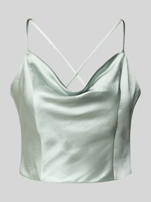 Crop Top mit Wasserfallausschnitt und Schnürung Shop The Look MANNEQUINE