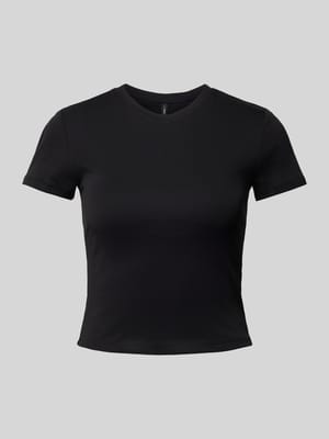 T-Shirt mit geripptem Rundhalsausschnitt Modell 'ELINA' Shop The Look MANNEQUINE