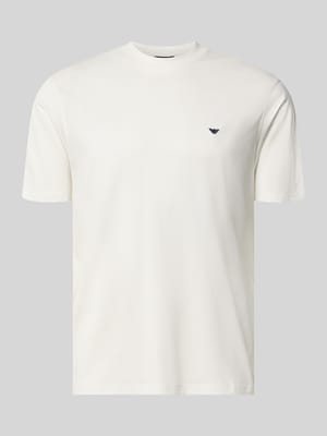 T-Shirt aus Lyocell-Mix mit Label-Stitching Shop The Look MANNEQUINE