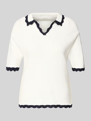 Koszulka z dzianiny z kołnierzykiem polo i dekoltem w serek Shop The Look MANNEQUINE