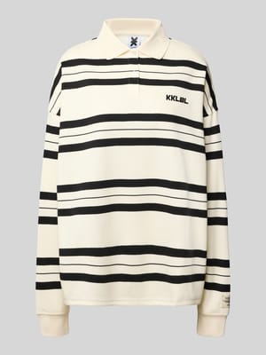 Oversized Polo-Langarmshirt mit Streifenmuster Shop The Look MANNEQUINE