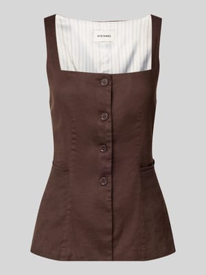 Top z mieszanki lnu z dekoltem kwadratowym Shop The Look MANNEQUINE
