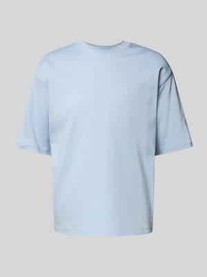 T-shirt van biologisch katoen met geribde ronde hals Shop The Look MANNEQUINE