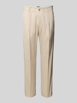 Tapered Fit Bundfaltenhose aus Leinen-Mix Moodell 'CHASY' Shop The Look MANNEQUINE
