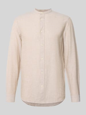 slim fit vrijetijdsoverhemd van mix van katoen en linnen model 'CAIDEN' Shop The Look MANNEQUINE