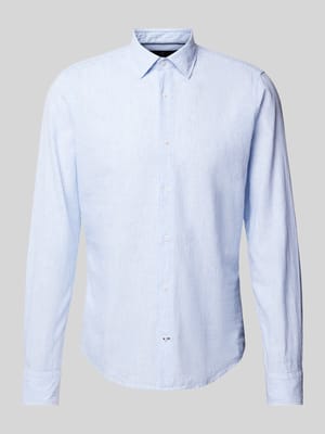Koszula lniana o kroju slim fit ze wzorem w paski model ‘Pit’ Shop The Look MANNEQUINE