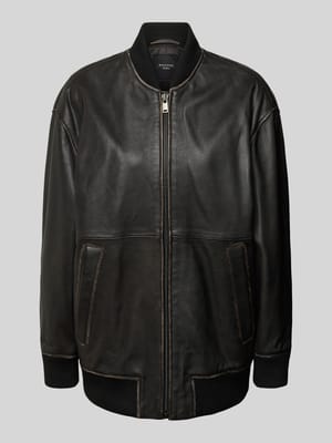 Loose Fit Lederjacke mit Reißverschluss Modell 'TATICCO' Shop The Look MANNEQUINE