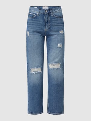 Straight Fit High Rise Jeans mit Stretch-Anteil  Shop The Look MANNEQUINE