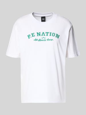 T-Shirt mit Logo-Print und Rundhalsausschnitt Shop The Look MANNEQUINE