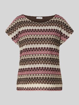 T-Shirt im Allover-Look mit Rundhalsausschnitt Shop The Look MANNEQUINE