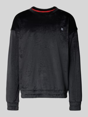 Relaxed fit sweatshirt in fluweelzachte riblook Shop The Look MANNEQUINE