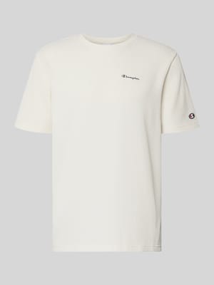 T-Shirt mit Strukturmuster und Label-Stitchings Shop The Look MANNEQUINE