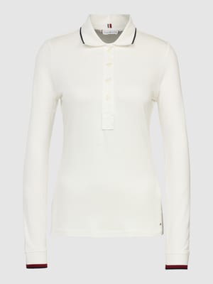 Poloshirt aus Viskose-Elasthan-Mix mit Label-Detail Shop The Look MANNEQUINE