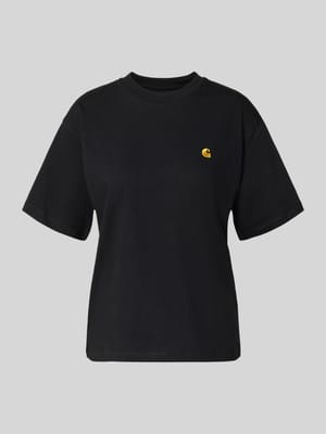 T-Shirt mit Label-Stitching Shop The Look MANNEQUINE