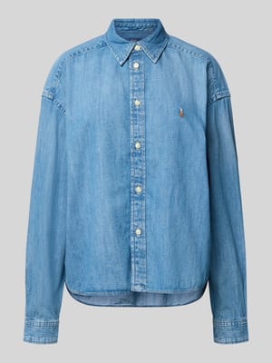 Regular fit jeansblouse met logostitching Shop The Look MANNEQUINE