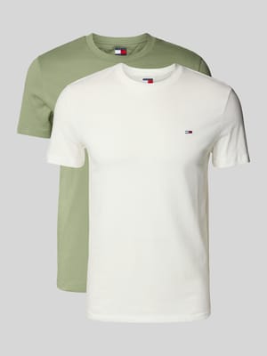 Slim Fit T-Shirt mit Logo-Badge im 2er-Pack Shop The Look MANNEQUINE