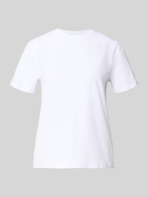 T-shirt z prążkowanym okrągłym dekoltem model „NORA” Shop The Look MANNEQUINE