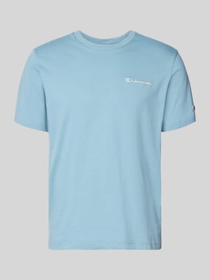 T-shirt z naszywanymi detalami z logo i okrągłym dekoltem Shop The Look MANNEQUINE