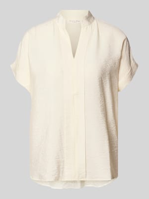 Regular Fit Bluse aus Viskose-Mix mit V-Ausschnitt Shop The Look MANNEQUINE
