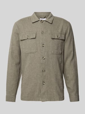 Relaxed Fit Hemdjacke aus Baumwoll-Leinen-Mix Shop The Look MANNEQUINE