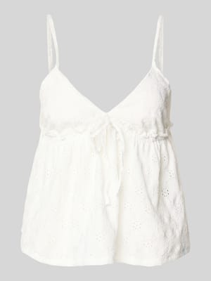 Babydoll-Top mit Schößchendetail und Lochstickerei Shop The Look MANNEQUINE