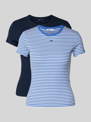 Slim Fit T-Shirts aus Baumwoll-Mix im 2-er-Pack Shop The Look MANNEQUINE