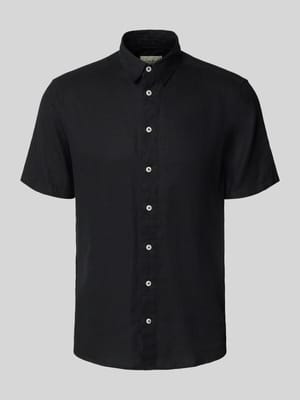 slim fit linnen overhemd met viscose model 'Bobby' Shop The Look MANNEQUINE