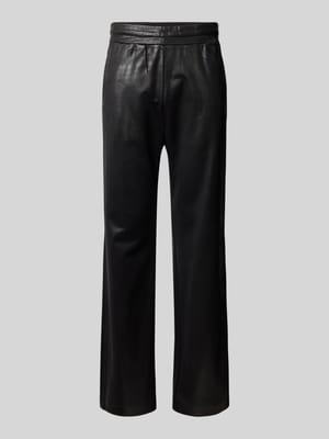 flared fit kunstleren broek van katoenmix Shop The Look MANNEQUINE