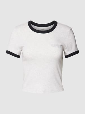 Cropped T-Shirt in melierter Optik Shop The Look MANNEQUINE