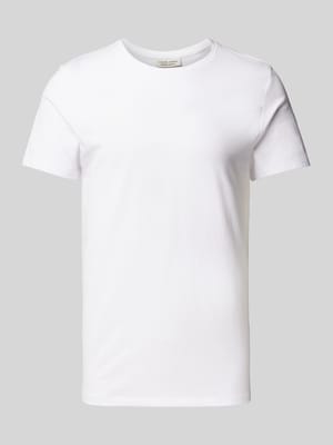 T-shirt z prążkowanym okrągłym dekoltem Shop The Look MANNEQUINE