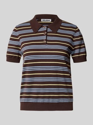Regular Fit Polo-Strickshirt mit Streifenmuster Shop The Look MANNEQUINE