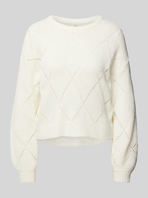 Comfort fit gebreide pullover met broderie anglaise, model 'GEENAS' Shop The Look MANNEQUINE