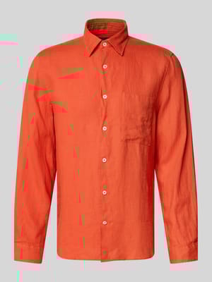 Regular Fit Leinenhemd mit aufgesetzter Brusttasche  Shop The Look MANNEQUINE