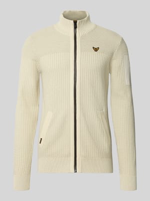 Regular fit gebreid jack van puur katoen met labelstitching Shop The Look MANNEQUINE