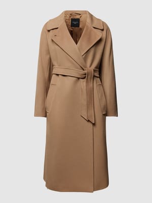 Płaszcz z żywej wełny z wiązanym paskiem model ‘RESINA’ Shop The Look MANNEQUINE