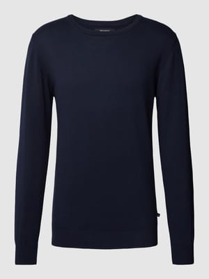 Gebreide pullover met geribde ronde hals, model 'Jones' Shop The Look MANNEQUINE