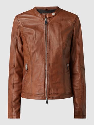 Leren jack met ritszakken, model 'New Tula' Shop The Look MANNEQUINE