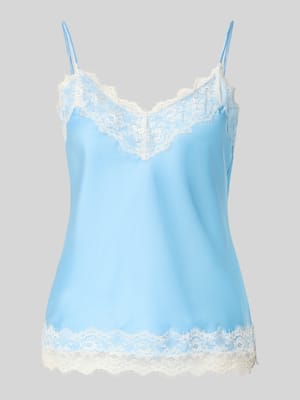 Regular Fit Top aus Satin mit Spitzenbesatz Shop The Look MANNEQUINE