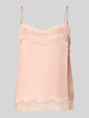 Regular Fit Blusentop mit Spitzenbesatz Shop The Look MANNEQUINE