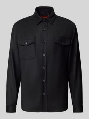 Regular fit overshirt van scheerwol met klepzakken Shop The Look MANNEQUINE
