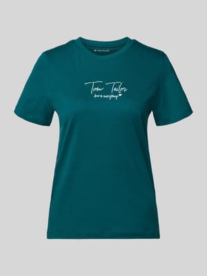 Damski t-shirt, krój regular fit z mieszanka bawełny ekologicznej Shop The Look MANNEQUINE