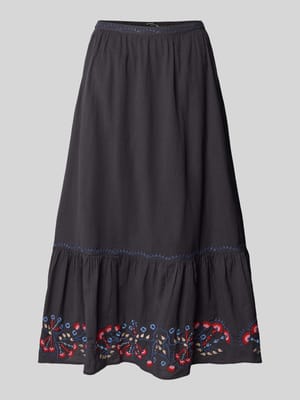 Midirok in A-lijn van een mix van katoen en linnen Shop The Look MANNEQUINE