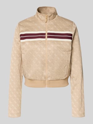 Regular Fit Sweatjacke mit Allover-Logo-Print Modell 'Jacquard' Shop The Look MANNEQUINE