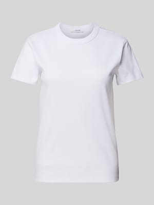 T-shirt met geribde ronde hals, model 'Samun' Shop The Look MANNEQUINE