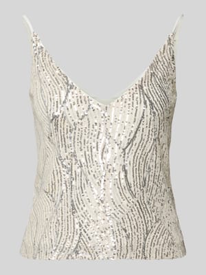 Top met V-hals en Pailletten Shop The Look MANNEQUINE