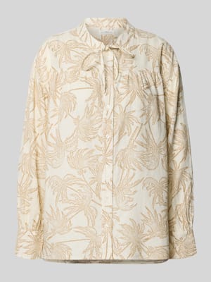 Leinenbluse mit Rundhalsausschnitt und Schnürung Shop The Look MANNEQUINE