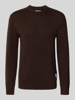 Gebreide pullover van lamswol met ronde hals Shop The Look MANNEQUINE