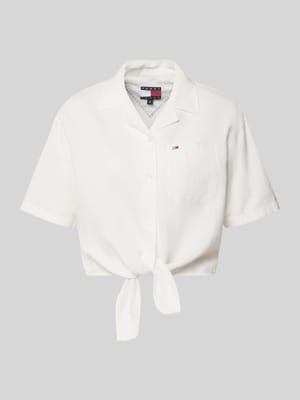 regular fit linnen blouse van mix van linnen met strikdetail Shop The Look MANNEQUINE