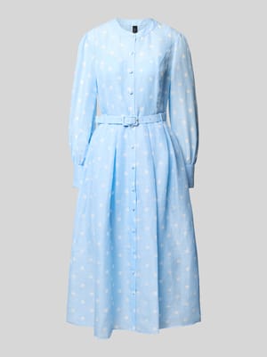 Sukienka midi z mieszanki lnu i jedwabiu z paskiem Shop The Look MANNEQUINE