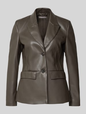 Slim Fit Blazer in Leder-Optik mit Pattentaschen Shop The Look MANNEQUINE